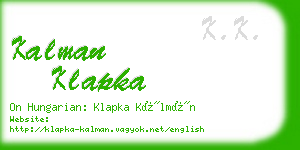 kalman klapka business card